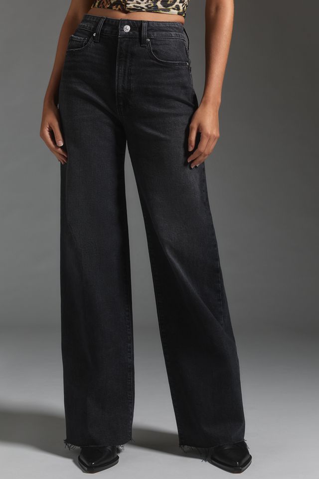 PAIGE Anessa High-Rise Wide-Leg Raw-Hem Jeans #1