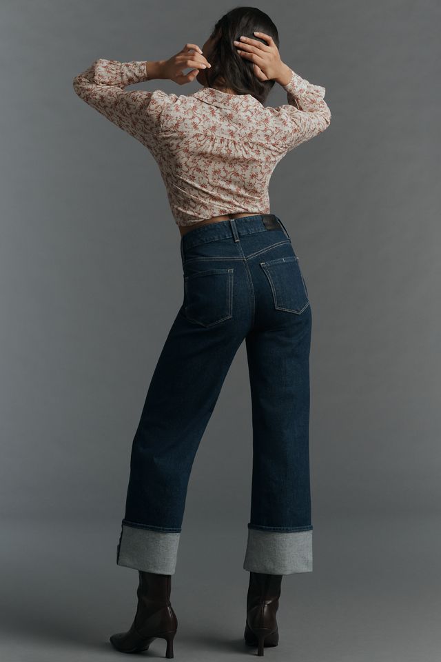 PAIGE Sasha High-Rise Wide-Leg Cuffed Ankle Jeans #2