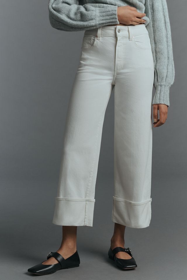 PAIGE Sasha High-Rise Wide-Leg Cuff Ankle Jeans #1