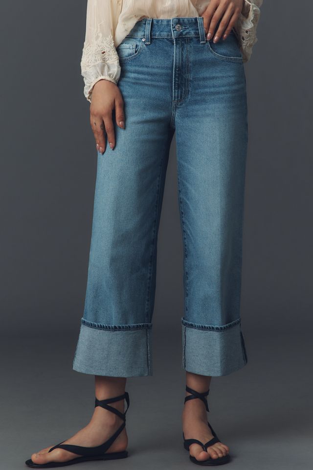 PAIGE Petite Sasha High-Rise Cuffed Wide-Leg Ankle Jeans #1