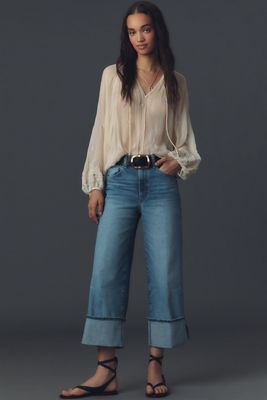 PAIGE Petite Sasha High-Rise Cuffed Wide-Leg Ankle Jeans
