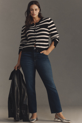 Paige The Cindy Raw-hem High-rise Straight-leg Jeans In Blue