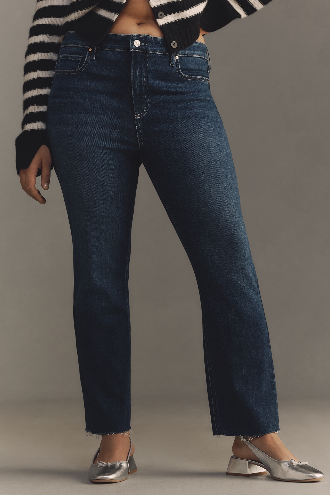 PAIGE The Cindy Raw-Hem High-Rise Straight-Leg Jeans