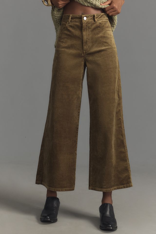 PAIGE Harper Corduroy High-Rise Wide-Leg Ankle Jeans #1