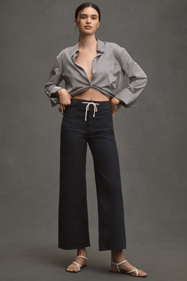 Paige Ari Wide-leg Tie-waist Utility Pants In Blue
