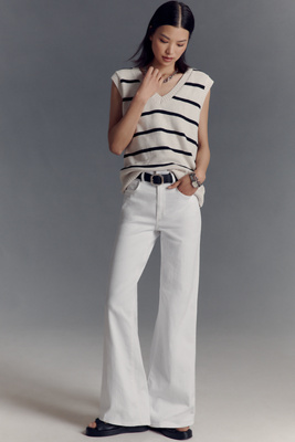 Shop Paige Sasha High-rise Wide Leg Jeans In White