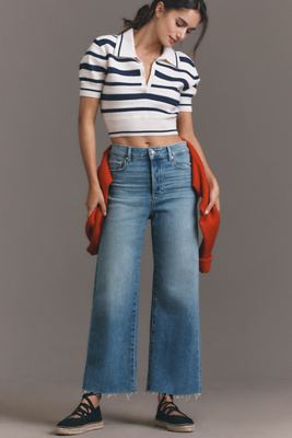 Paige Anessa High-rise Crop Wide Leg Jeans In Blue