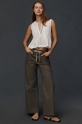 Shop Paige Ari Tie-waist High-rise Wide-leg Jeans In Green