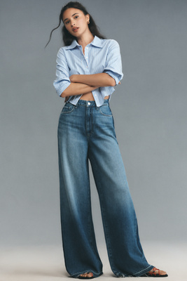 Shop Paige Portia High-rise Wide-leg Jeans
