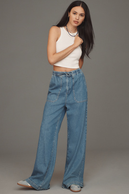 Rumi High-Rise Wide-Leg Tie-Waist Jeans