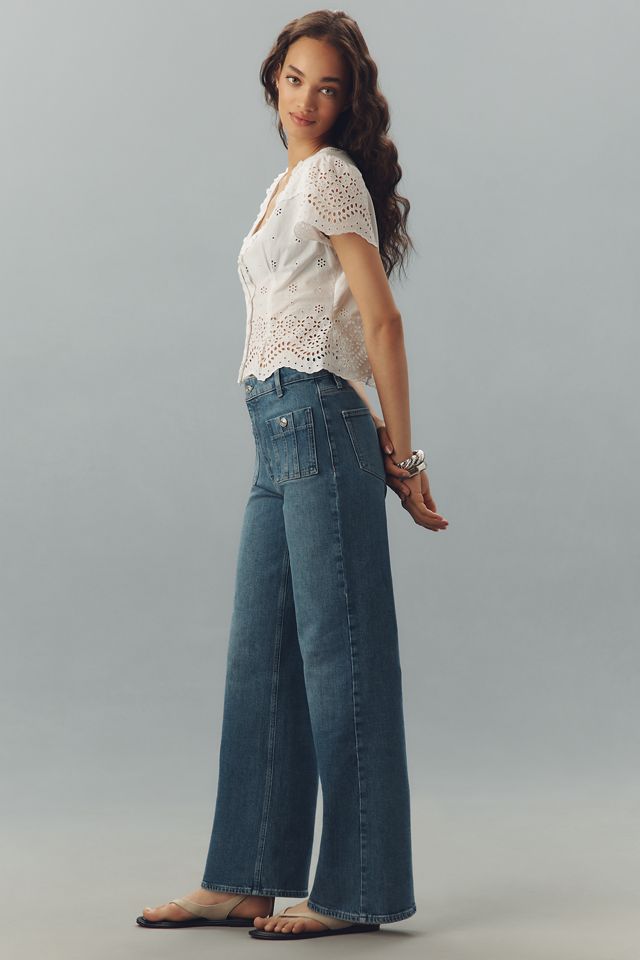 PAIGE Anessa High-Rise Wide-Leg Seamed Jeans #2