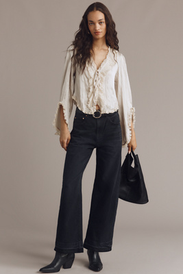 Paige Arellia Ankle Undone High-rise Barrel Jeans In Black
