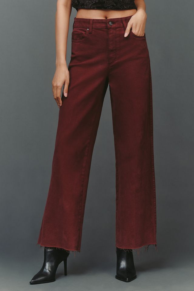 PAIGE Anessa High-Rise Wide-Leg Raw-Hem Jeans #1