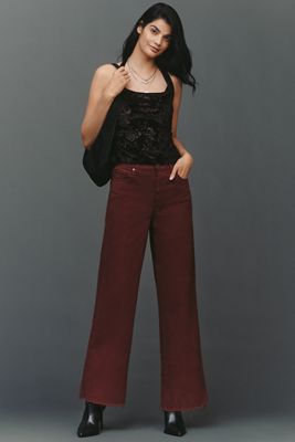 PAIGE Anessa High-Rise Wide-Leg Raw-Hem Jeans