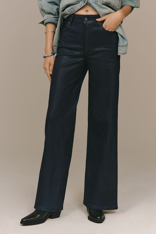 PAIGE Anessa Coated High-Rise Wide-Leg Jeans #1