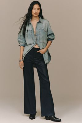 PAIGE Anessa Coated High-Rise Wide-Leg Jeans