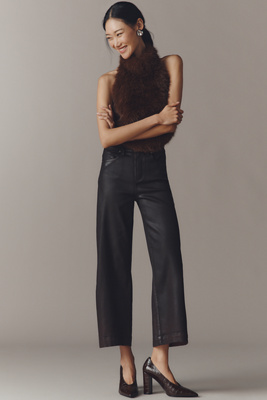 Paige Anessa High-rise Crop Wide-leg Jeans In Brown