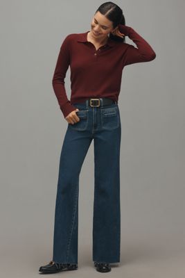 PAIGE Anessa Welt-Pocket High-Rise Wide-Leg Jeans