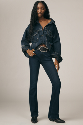 Paige Manhattan High-rise Bootcut Jeans In Blue