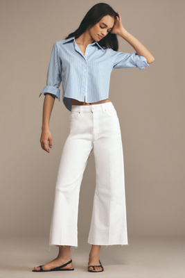 Shop Paige The Anessa High-rise Crop Wide-leg Jeans In White
