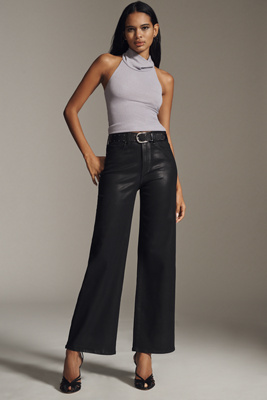 Paige Anessa High-rise Wide-leg Jeans In Black