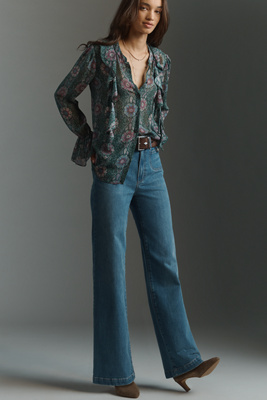 Paige Anessa High-rise Wide-leg Jeans In Blue