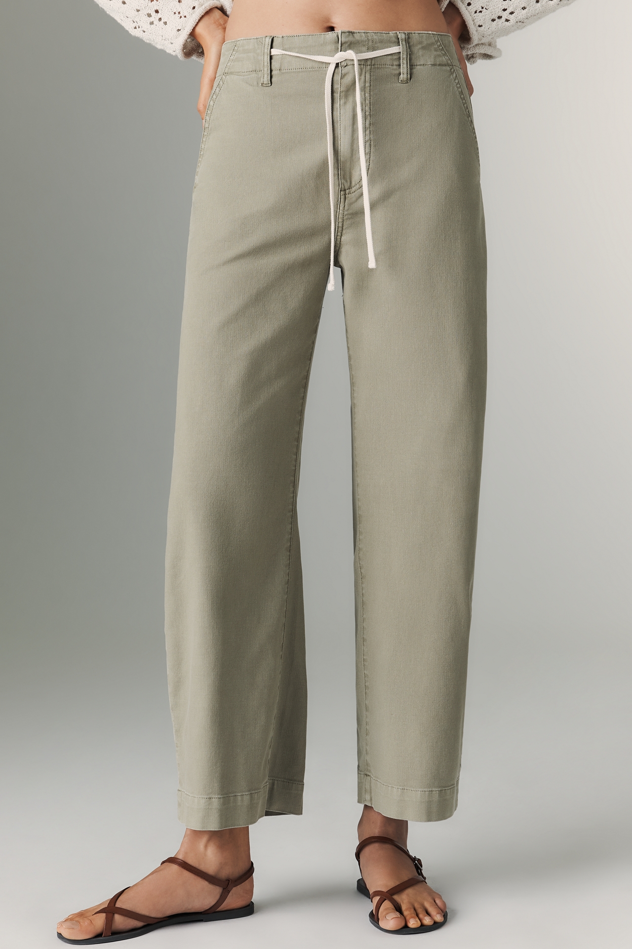 PAIGE Arellia Tie-Waist High-Rise Tapered Jeans