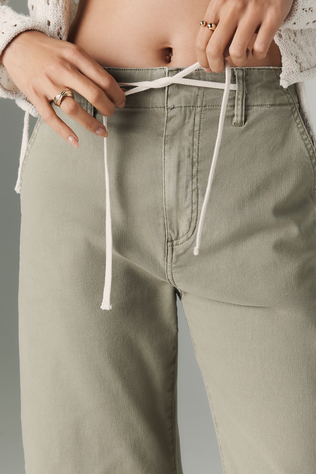 PAIGE Arellia Tie-Waist High-Rise Tapered Jeans
