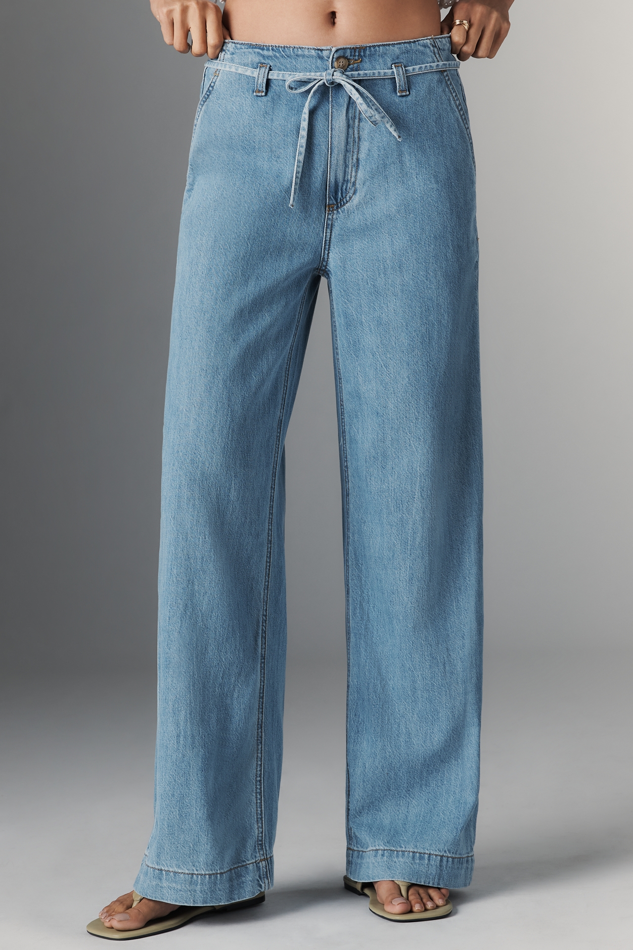 PAIGE Zoey High-Rise Wide-Leg Tie-Waist Jeans