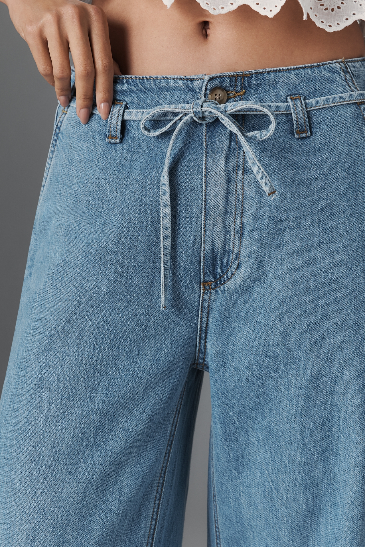 PAIGE Zoey High-Rise Wide-Leg Tie-Waist Jeans