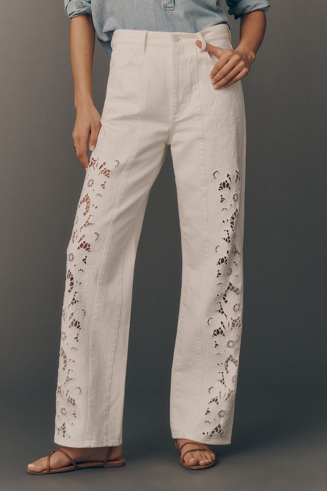 PAIGE Sawyer High-Rise Wide-Leg Cutout Jeans #2