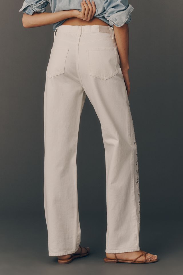 PAIGE Sawyer High-Rise Wide-Leg Cutout Jeans #4