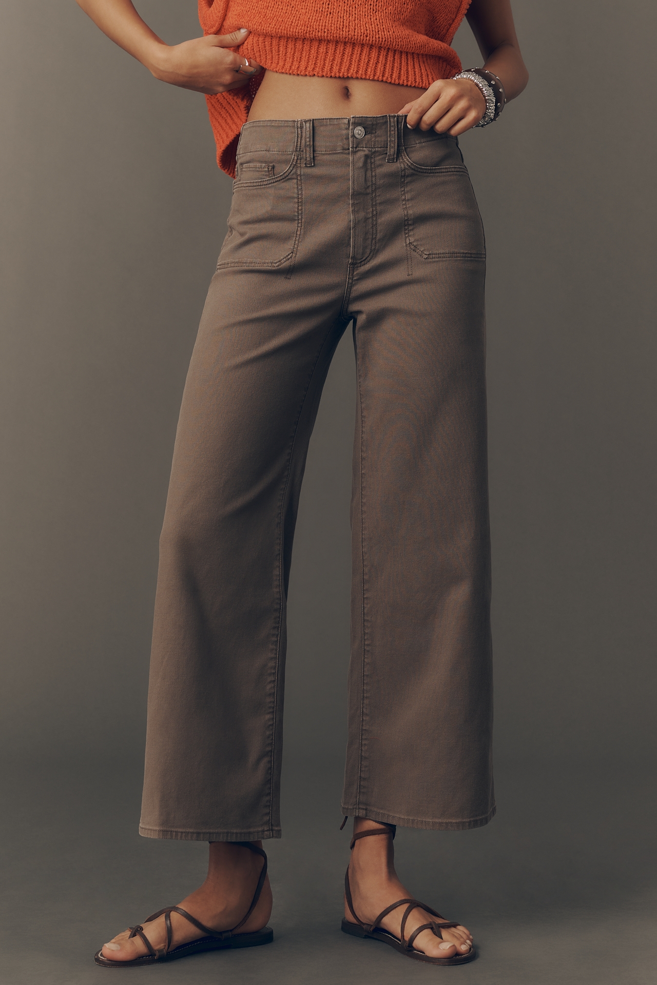 PAIGE Anessa Utility Pocket High-Rise Crop Wide-Leg Jeans