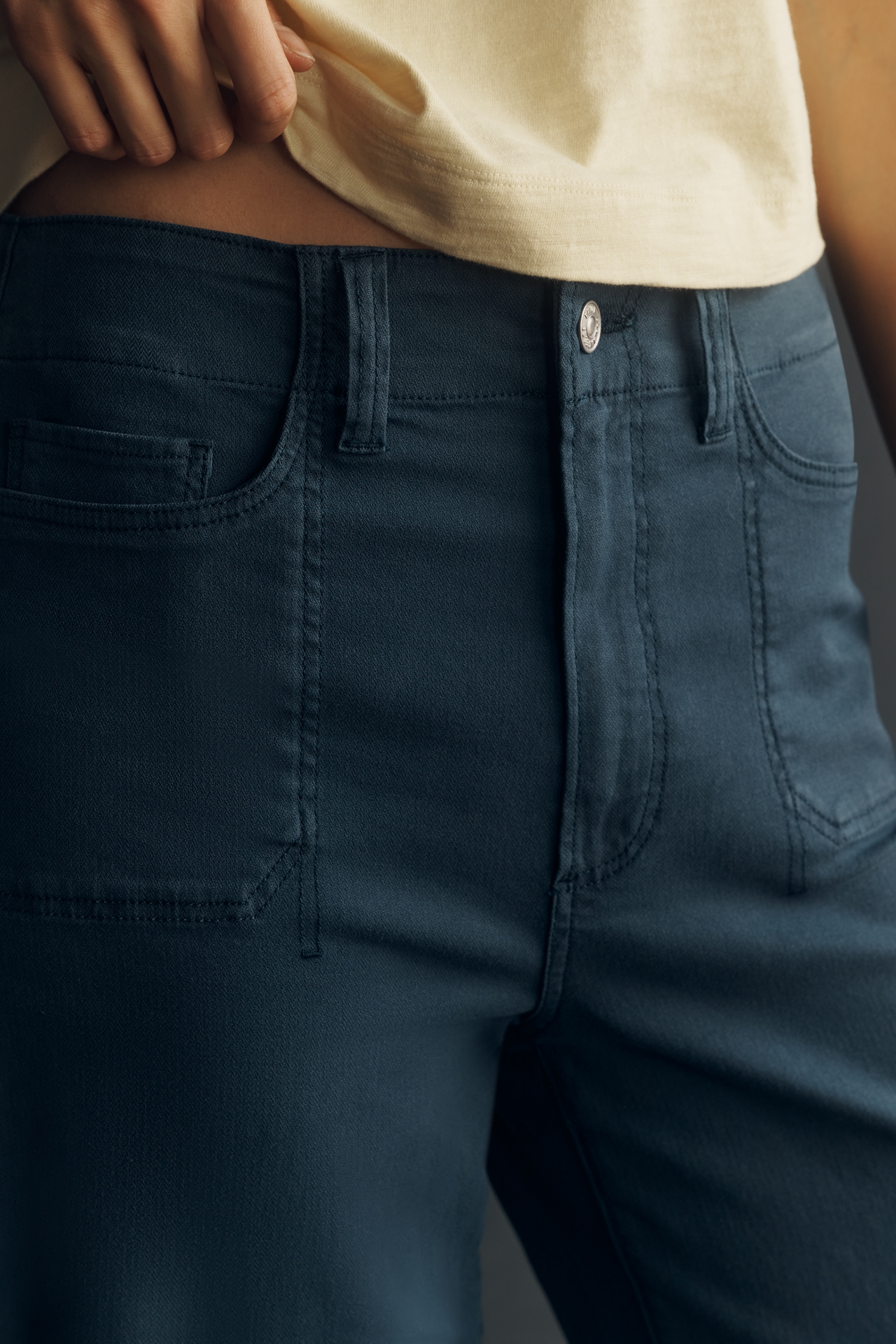 PAIGE Anessa Utility Pocket High-Rise Crop Wide-Leg Jeans