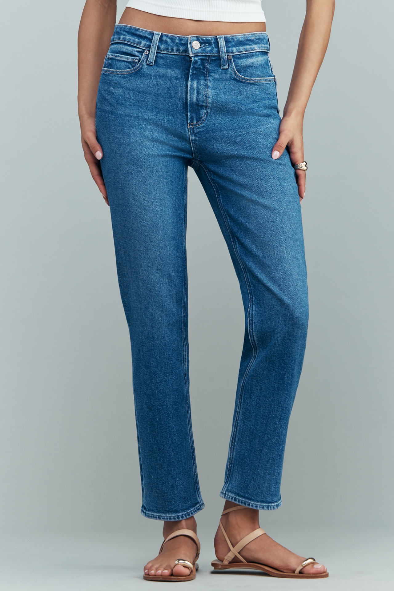 PAIGE Cindy High-Rise Ankle Slim Straight Jeans