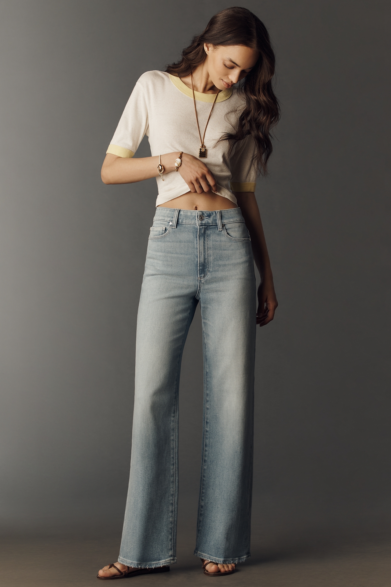 PAIGE Anessa 31" High Rise Wide Leg Jeans