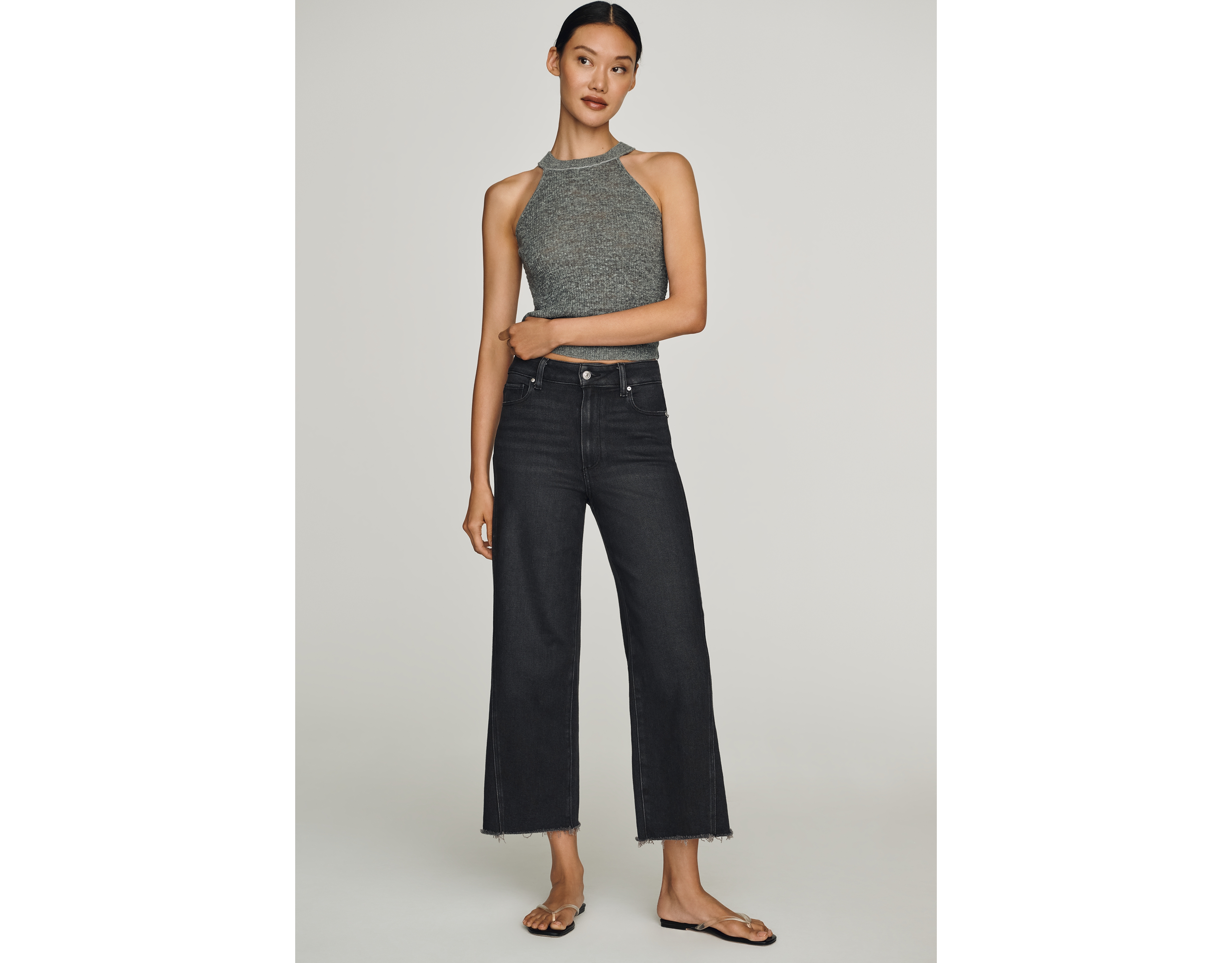 PAIGE Anessa Twist Seam High Rise Wide Leg Jeans