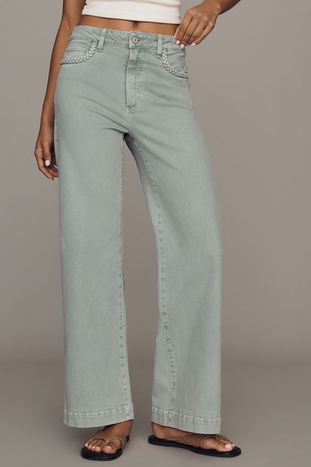 PAIGE Anessa Braided High-Rise Wide-Leg Jeans #1