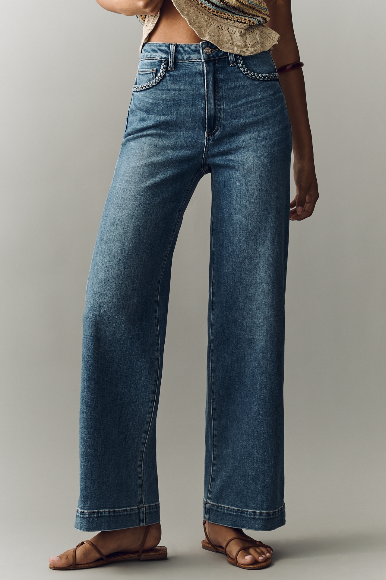 PAIGE Anessa 31" High Rise Wide Leg Braid Jeans
