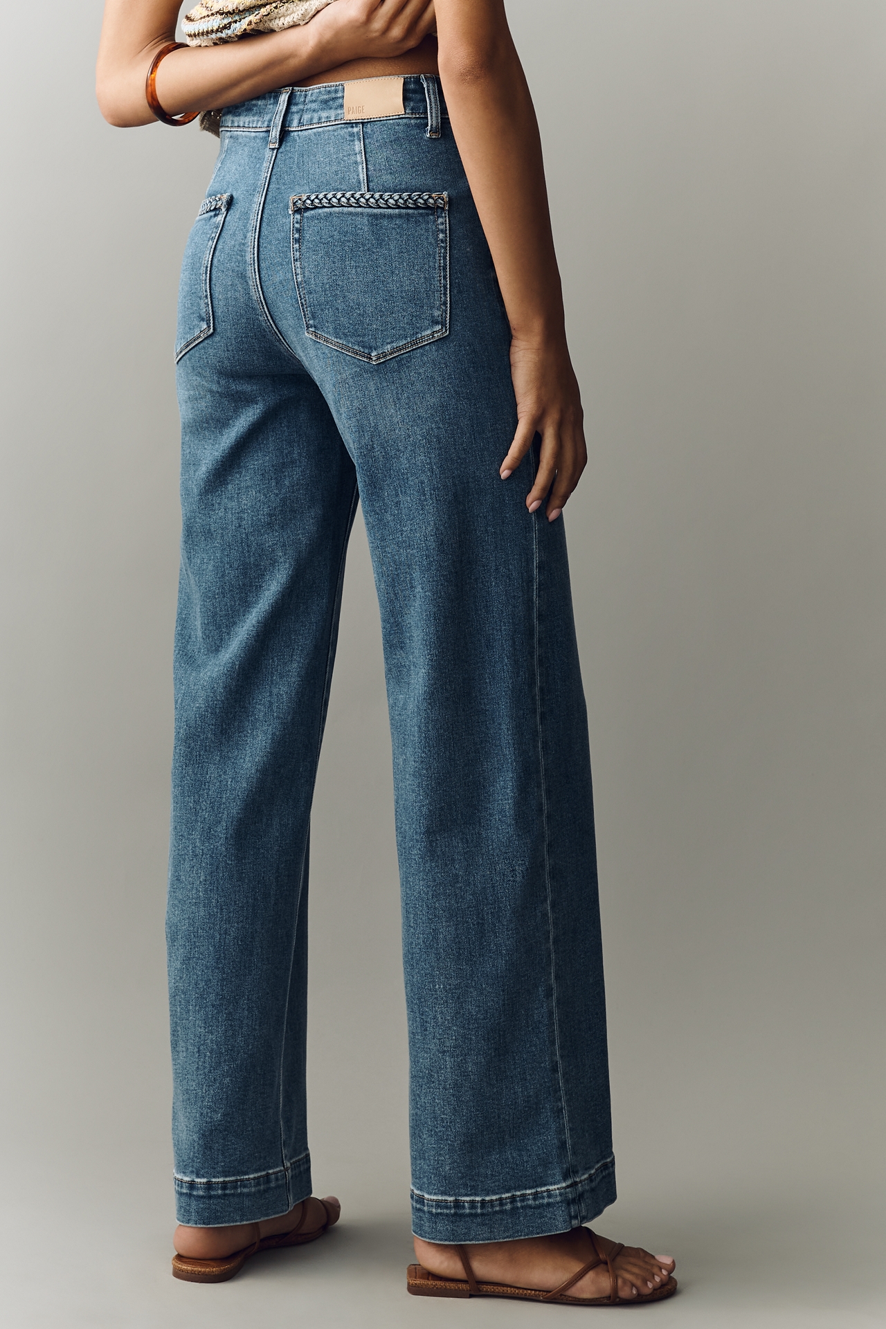 PAIGE Anessa 31" High Rise Wide Leg Braid Jeans