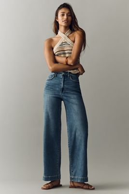 PAIGE Anessa 31" High Rise Wide Leg Braid Jeans 