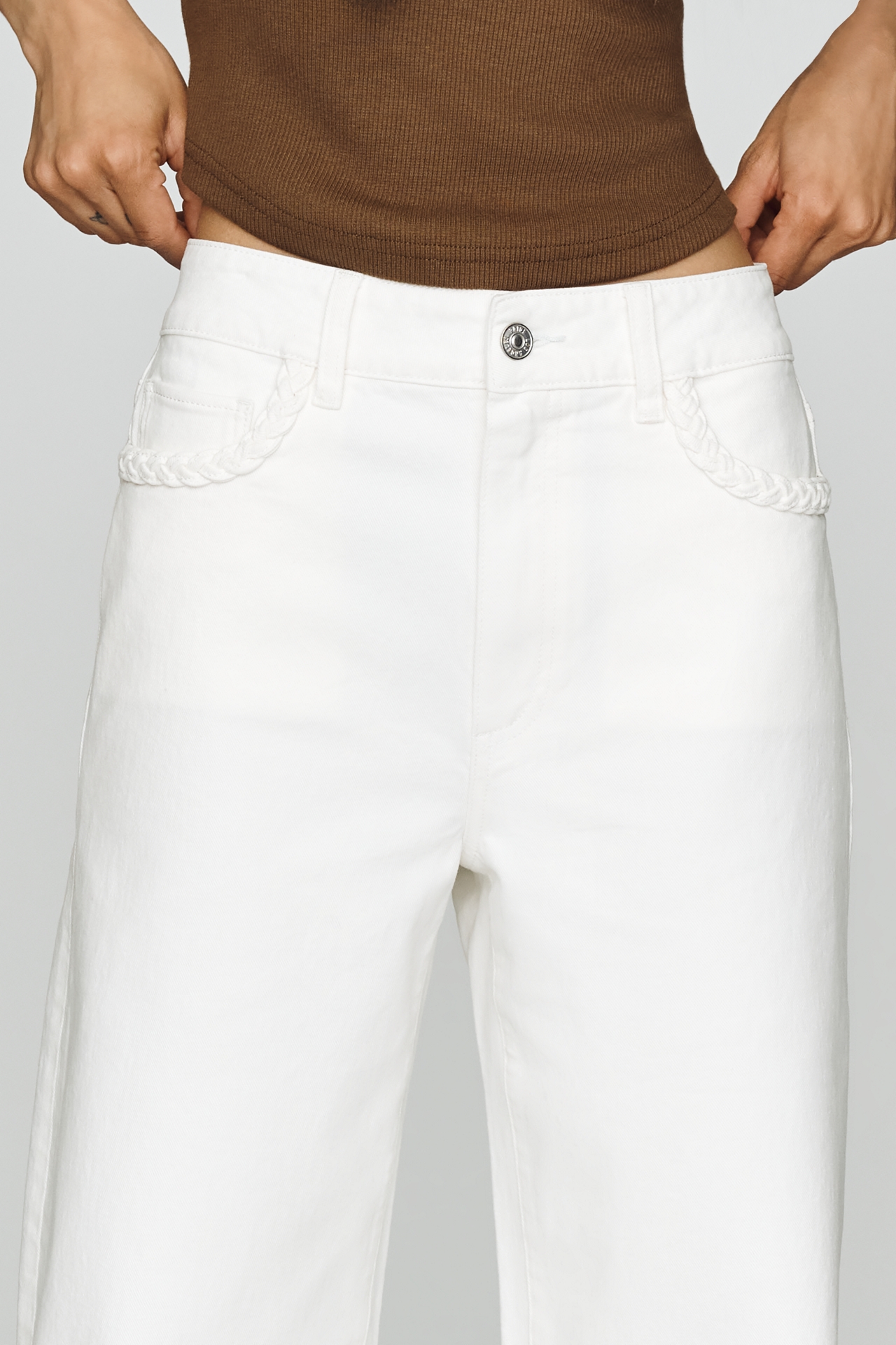 PAIGE Anessa Braided High-Rise Wide-Leg Jeans