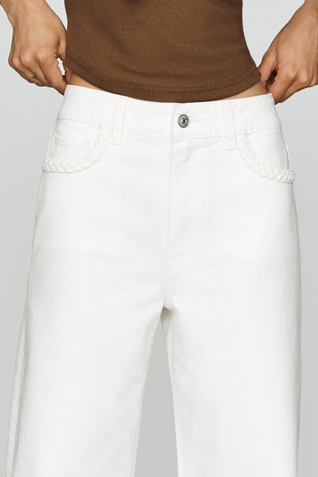 PAIGE Anessa Braided High-Rise Wide-Leg Jeans #1
