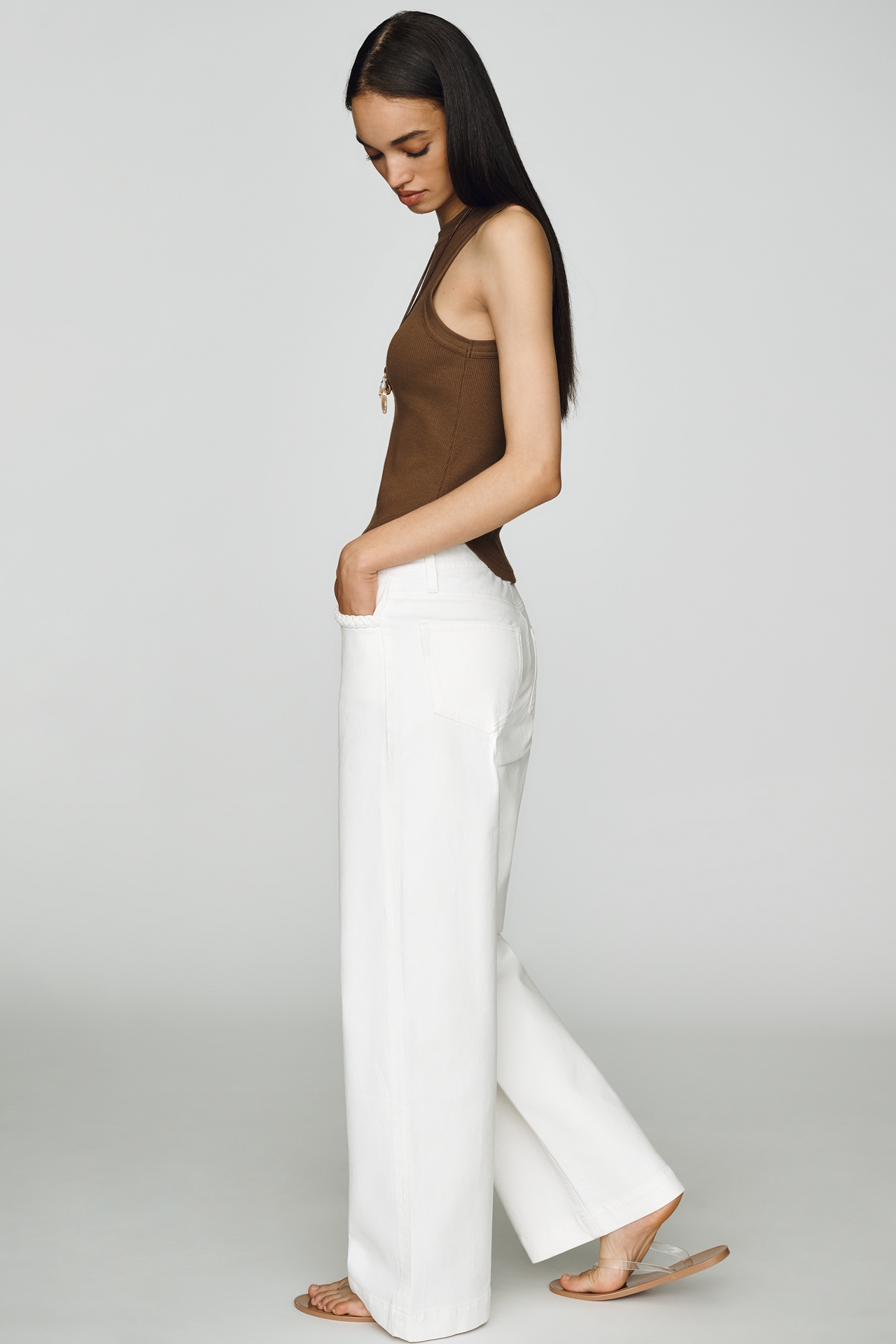 PAIGE Anessa Braided High-Rise Wide-Leg Jeans