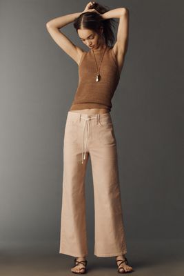 PAIGE Ari Tie-Waist High-Rise Wide-Leg Jeans