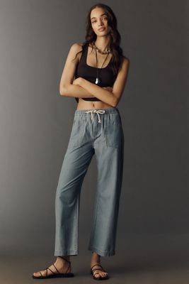 PAIGE Evan Tie-Waist High-Rise Cropped Jeans