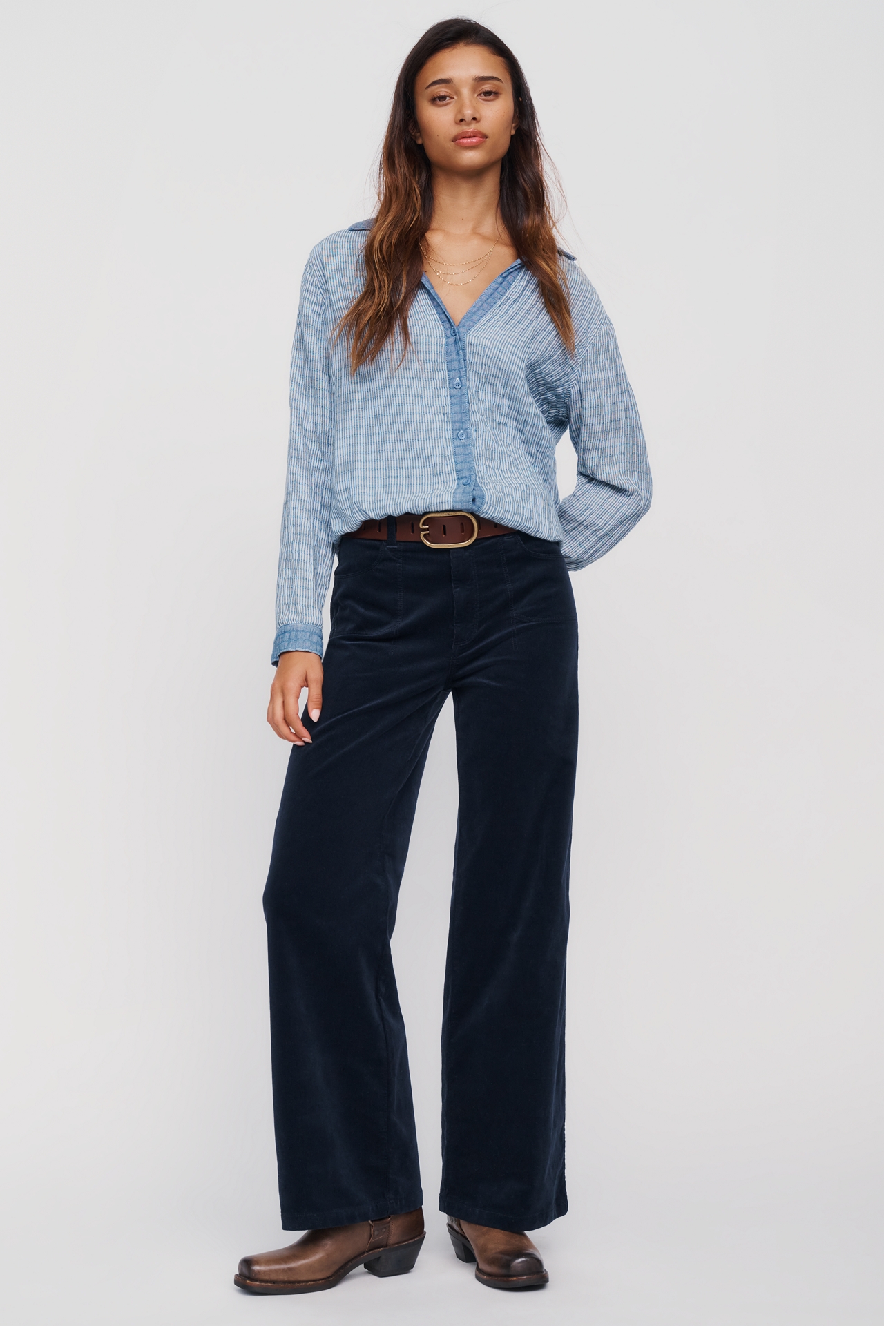 PAIGE Anessa Corduroy High Rise Wide Leg Jeans