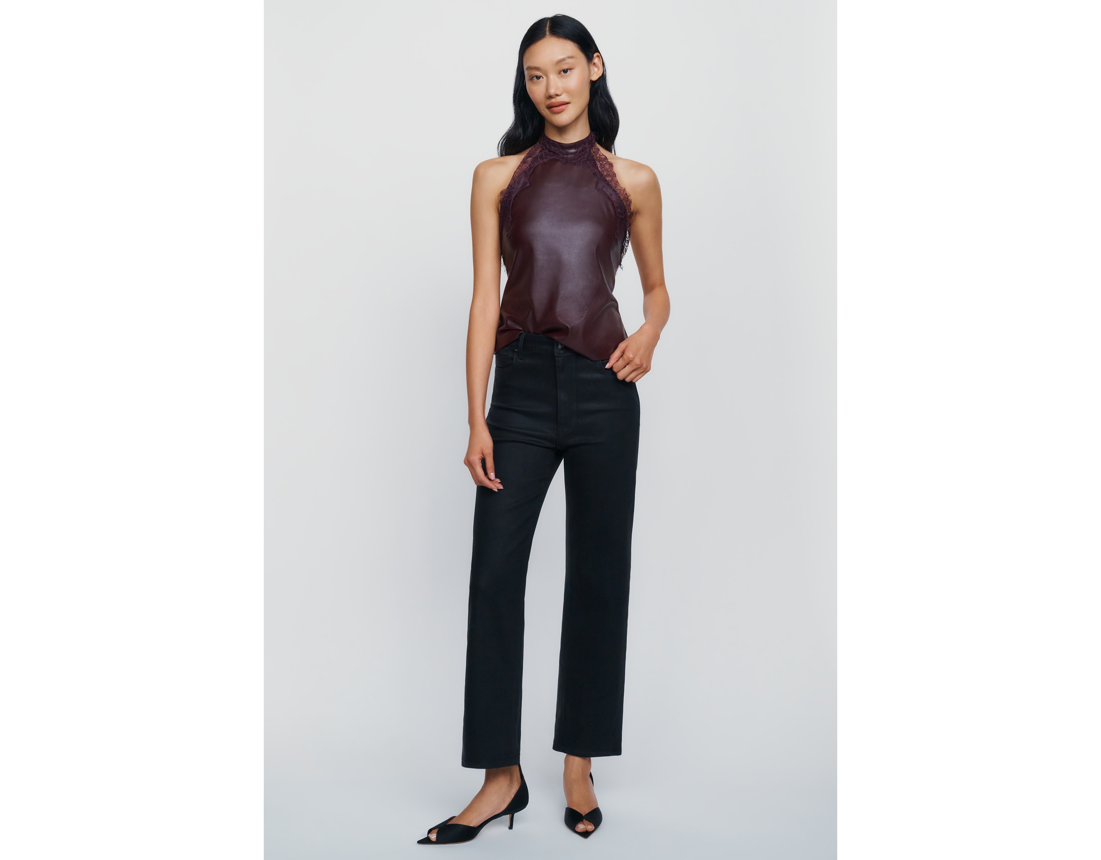 PAIGE Anessa High Rise Straight Leg Coated Jeans