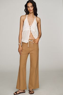 PAIGE Ari Tie-Waist High-Rise Wide-Leg Jeans
