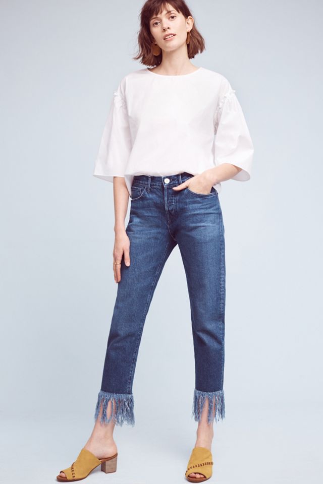 3x1 NYC WM3 High-Rise Straight Cropped Fringe Jeans